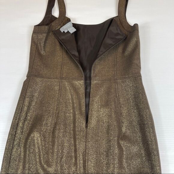 Eccoci Dress Party Cocktail Sheath Brown Gold Wool Women's 6 Bodycon - Picture 4 of 11